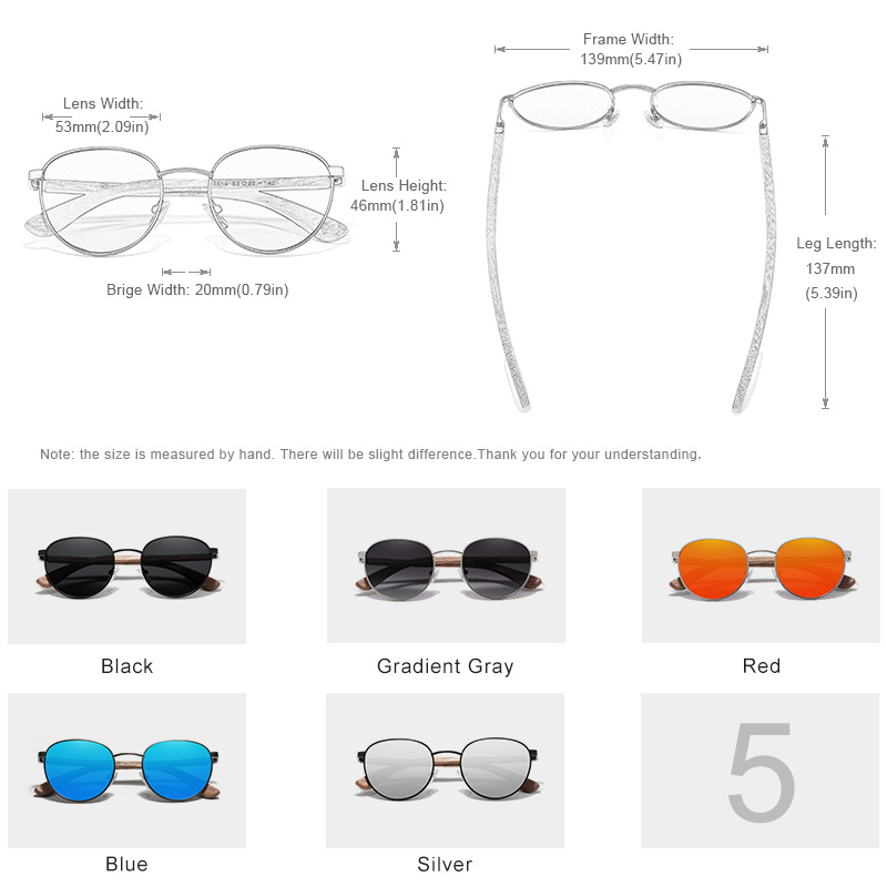 太陽鏡KINGSEVEN 2022 New Handmade Walnut Wood Round Sunglasses Men Women Polarized Mirror Sun Glasses Male Steampunk Shad