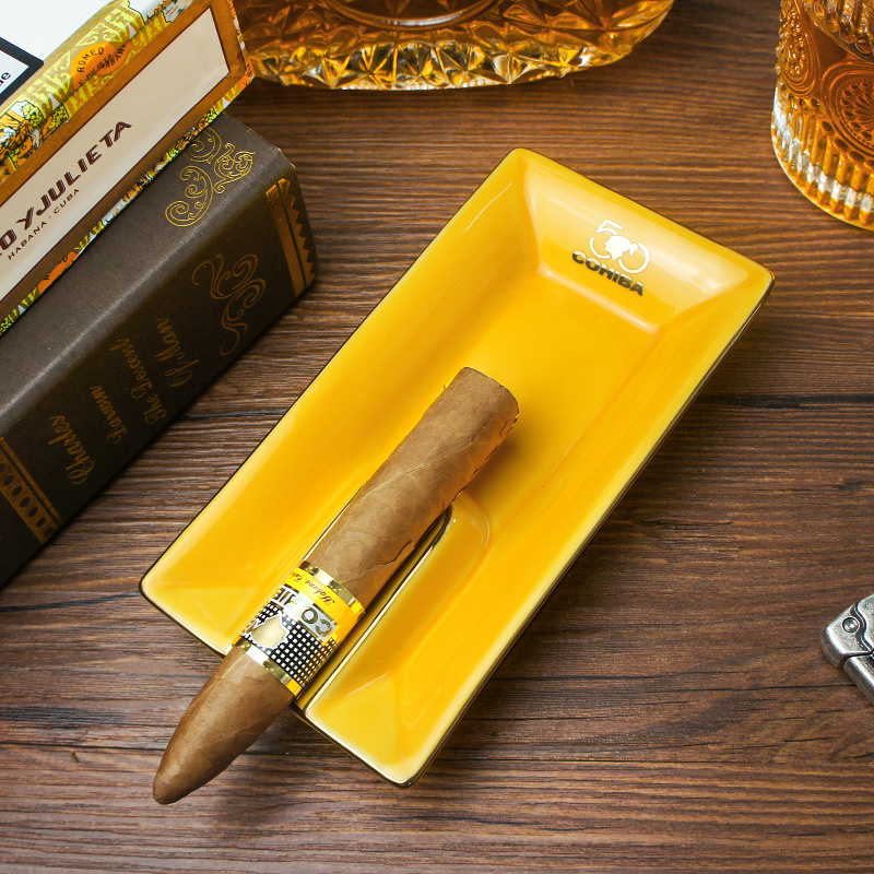 烟灰缸COHIBA Portable Cigar Ashtray Home Ceramic Ashtray Luxury Tobacco 1 Rest Holder Cigar Ashtray For Cigar Man