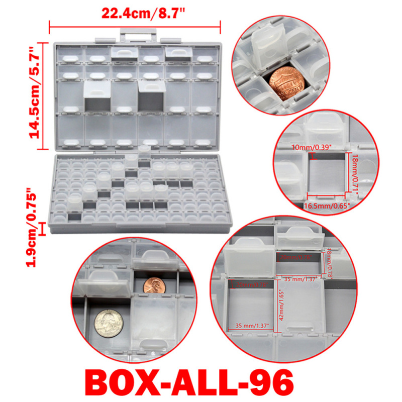 工具箱AideTek Electronics smd 存儲盒和收納盒 SMD SMT 電阻器電容器外殼塑料工具箱白盒 BOXALLCOM3