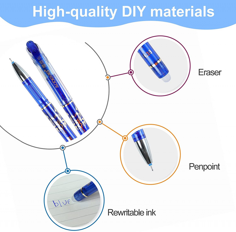 文具85Pcs Set Erasable Pen Gel Pens School Gel Pen 0.5mm Blue Pens Refills Rod Washable Student Writing Office Kawa