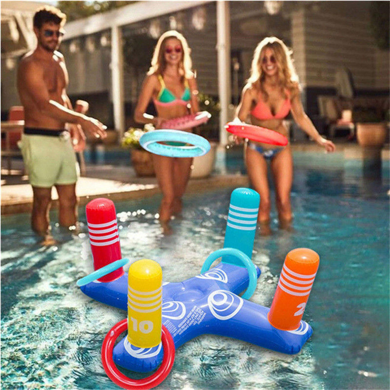 游泳圈Inflatable Ring Throwing Ferrule Inflatable Ring Toss Pool Game Toy Kids Outdoor Pool Beach Fun Summer Water Toy