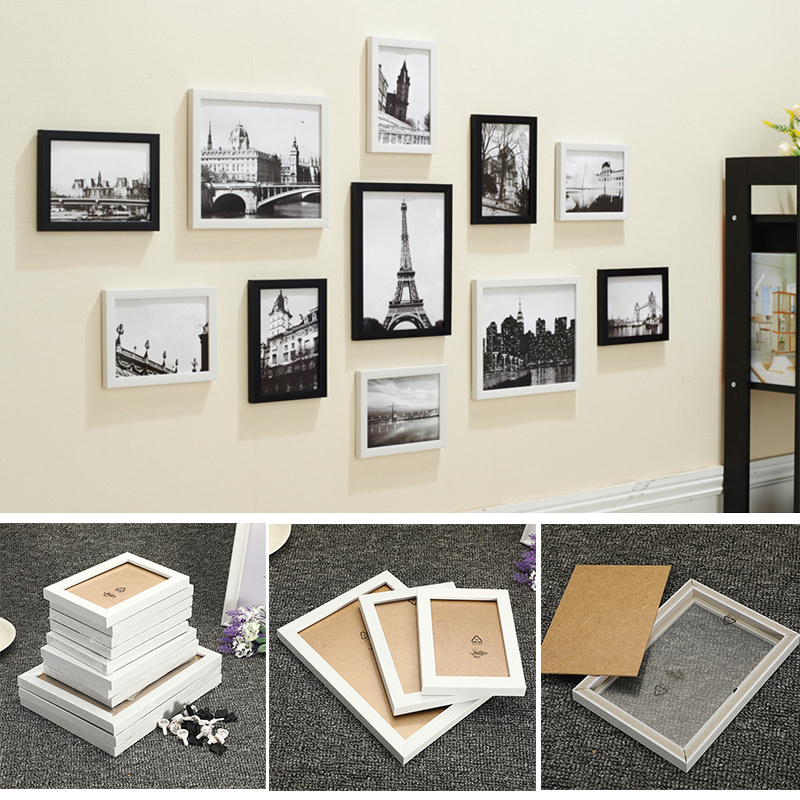 相框9 11 15 Pcs Set Wood Picture Frames Wall Photo Frame Family for Pictures to Put Photos Display Living Room Bedro