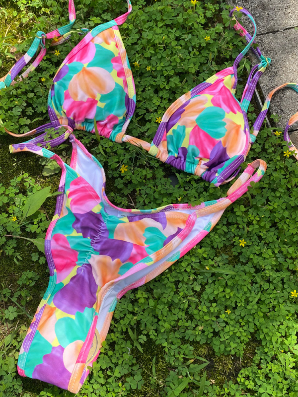 泳衣Miyouj Print Bikinis Bordered Bikini Set String Swimwear Women Swimsuit Sexy Beachwear Brazilian Biqui