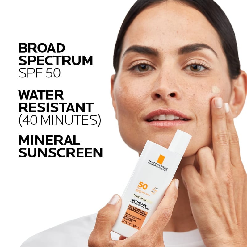防嗮La Roche Posay Sunscreen SPF 50+ Face Sunscreen Oil-Free Ultra-Light Fluid Broad Spectrum Universal Tint Body Sunscreen
