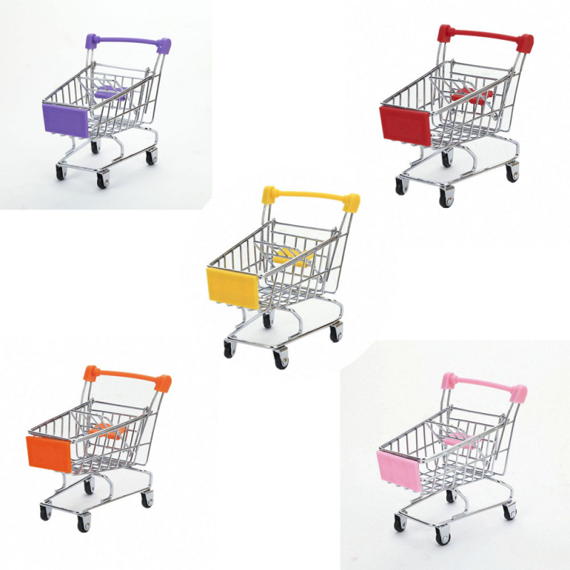 買菜小車Mini Shopping Cart Kids Toys Simulation Supermarket Hand Trolleys Pretend Play Toy Kids Room Desktop Sto