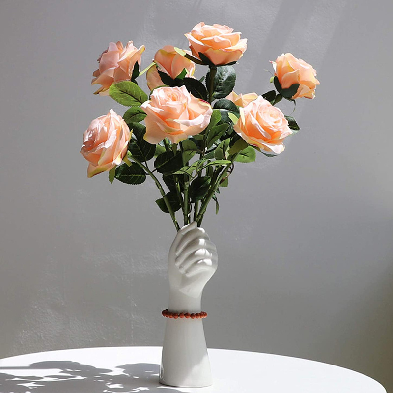 花瓶Nordic Style Ceramics Vase Modern Creative Hand Vase Flowers Arrangement Home Decor Office Desktop Living Room Ornament Gifts