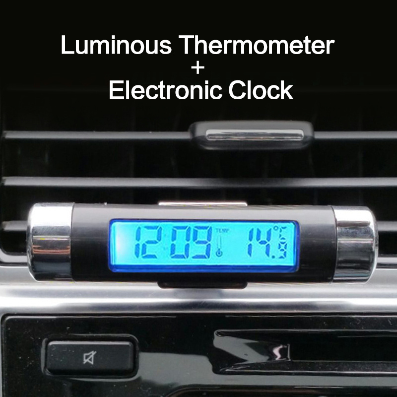 鬧鐘鬧鐘帶二合一 LED 背光數顯溫度計燈座時鐘帶出風口汽車電子時鐘