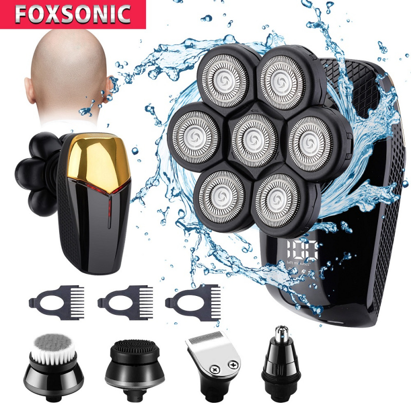 剃鬚刀FOXSONIC New Shaver For Men 7D Independently 7 Cutter Floating Head Waterproof Electric Razor Multifunction Trimmer For Men