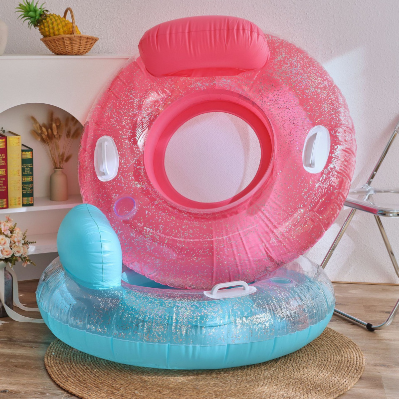 游泳圈Summer Inflatable Chair Swimming Ring Seat Sequin Air Mattress for Beach Water Sports Lounger Chair Pool Swimming Accessory