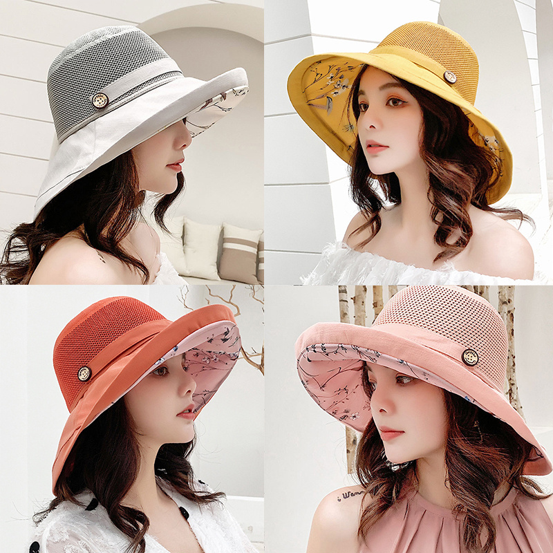 防嗮K116 Women's Bucket Hat Panama 2021 Fashion Sun Visor Breathable Fisherman Protection Hat Summer Hats Beach Sun Hats Breathable