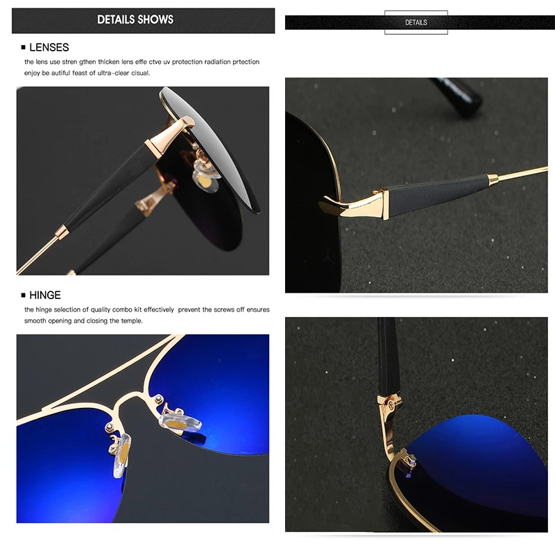 太陽鏡Luxury Brand Sunglasses Men Polarized Driving Coating Glasses Metal Rimless Pilot Sun glasses For Men Gafas De Sol Hombre 743
