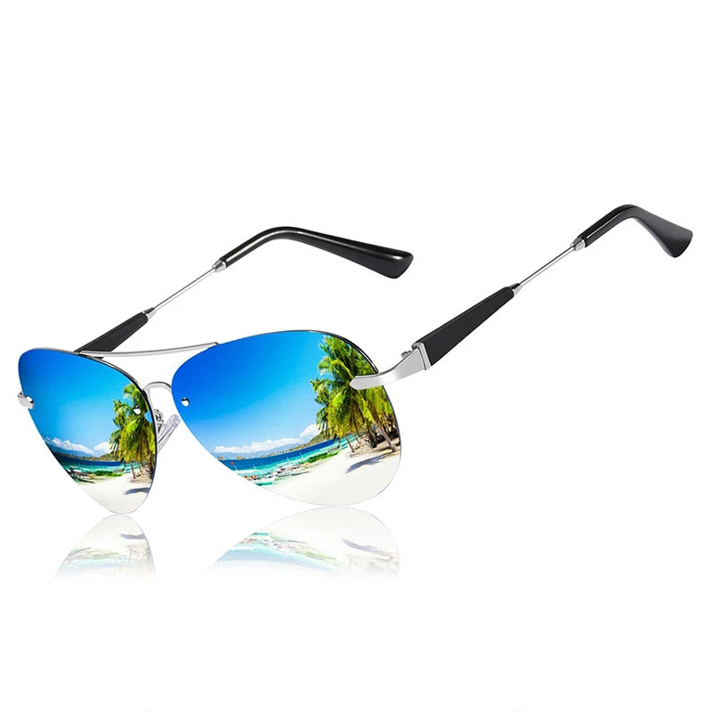 太陽鏡Luxury Brand Sunglasses Men Polarized Driving Coating Glasses Metal Rimless Pilot Sun glasses For Men Gafas De Sol Hombre 743