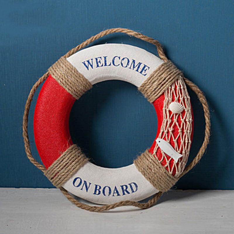 泳圈歡迎登上航海生活救生圈環形船壁掛普陀裝飾地中海風格家居裝飾派對掛板