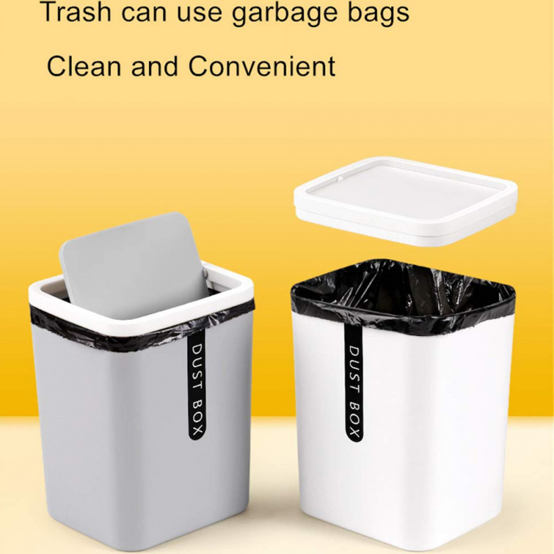 垃圾桶Desktop Trash Can Small Mini Garbage Can Plastic Dustbin with Shake Cover for Home Office xqmg Waste Bins Household Cleaning Too