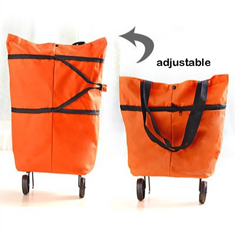 買菜小車Foldable Portable Shopping Cart Adjustable Waterproof Shopping Storage Bag Luggage Trolley Thickened Grocery Shopping Tug