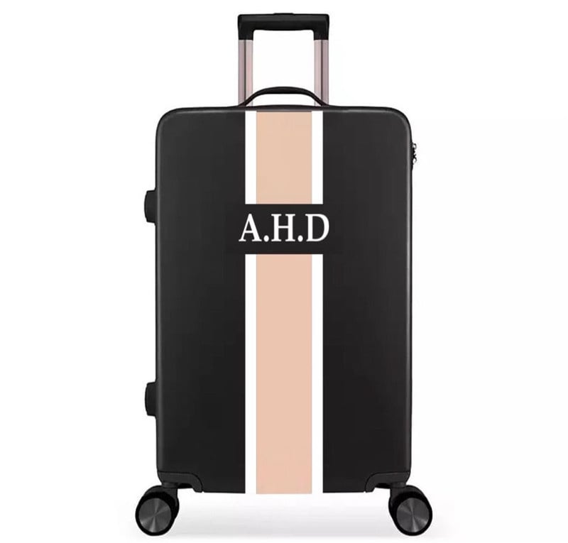 行李箱Custom Monogram Stripes Set of 3 Cabin Suitcase, Medium Tote & Mini Tote personalised Luggage Weekend Trolley