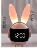 鬧鐘彩虹兔 LED 數字鬧鐘電子 LED 顯示屏聲音控制可愛兔子夜燈檯鐘用於家居裝飾