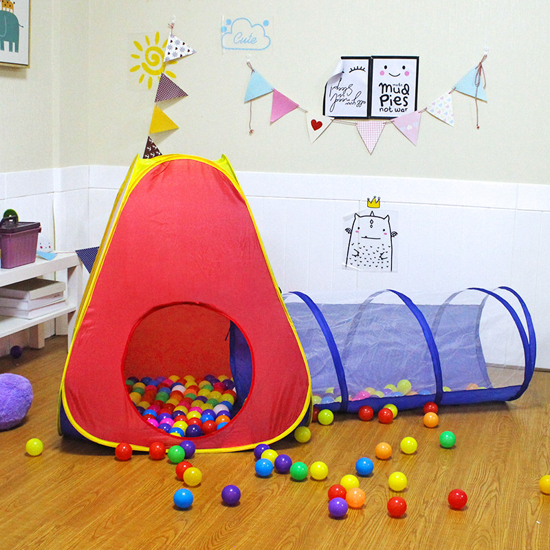 室内帳篷Child Indoor Tunnel 2 In 1 Tent House Play Toys Foldable Children Crawling Portable Pool Little Houses For Girls Boys Kids Gift
