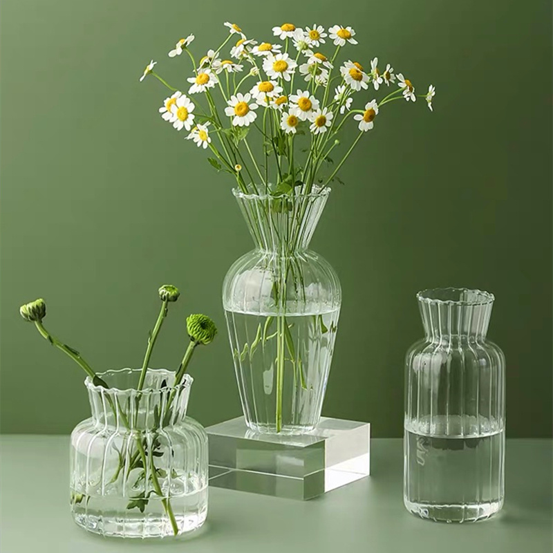 花瓶Flower Vase Glasses For Plants Nordic Glass Flower Vase Transparent Hydroponic Glass Flower Pot Home