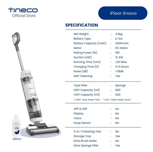 TINECO iFloor Breeze 乾濕兩用吸塵機 3-7工作天寄出