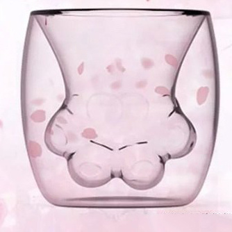 櫻花貓爪肉球玻璃杯