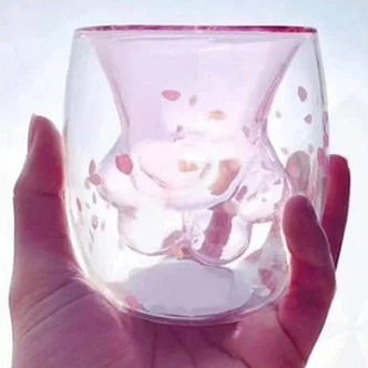櫻花貓爪肉球玻璃杯