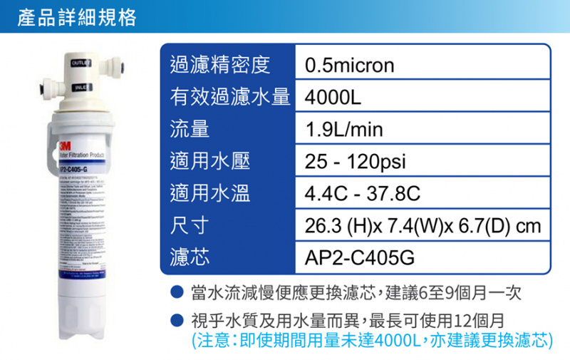 [免費升級]  3M AP Aqua-Pure Easy LC 高效型濾芯  ** 此形號停產 直接轉做405G 更高流量濾芯 **