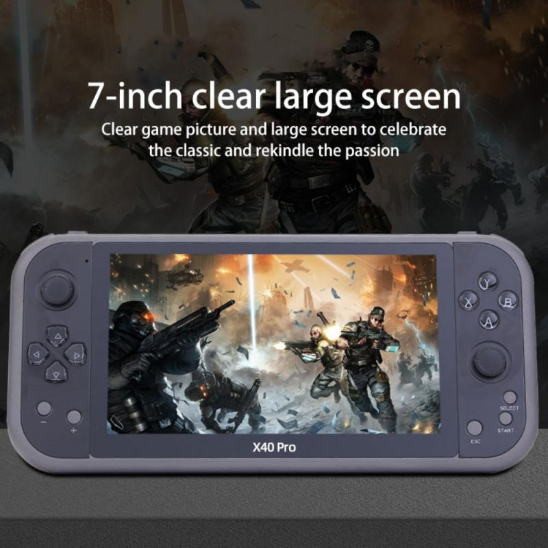X40 Pro Video Game Console 7 Inch HD Screen Portable Retro Video Game Console Built-in 10000 Games Support Wireless Controller
