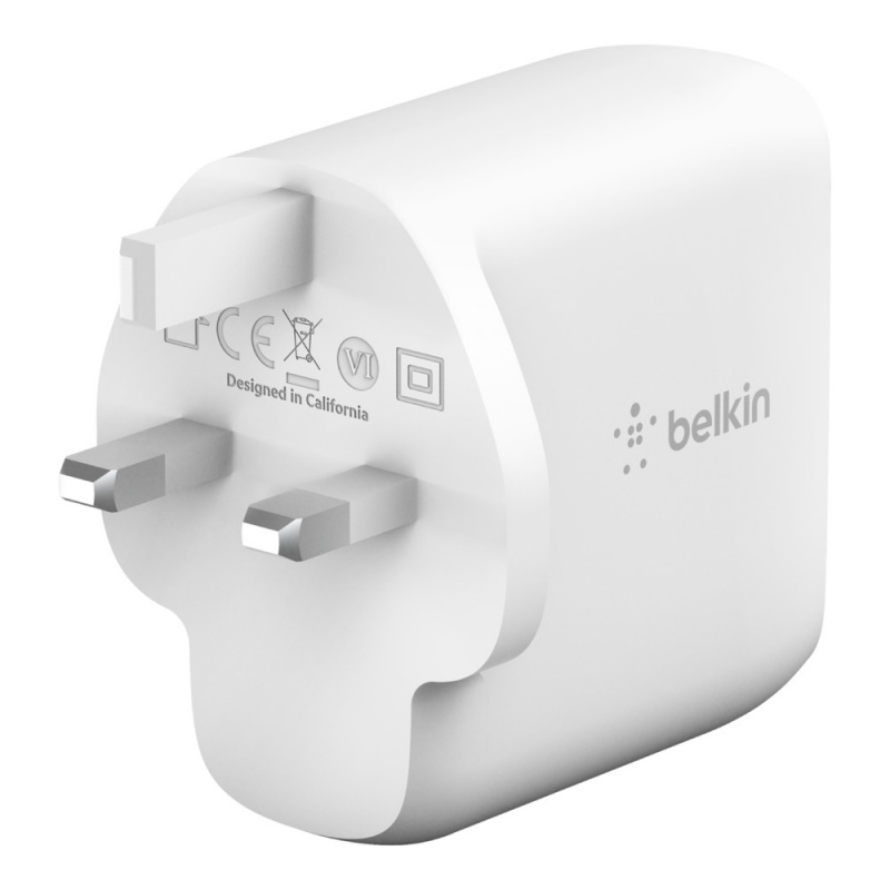 Belkin BOOST↑CHARGE 雙 USB-C PD GaN 家用充電器 63W (WCH003myWH)