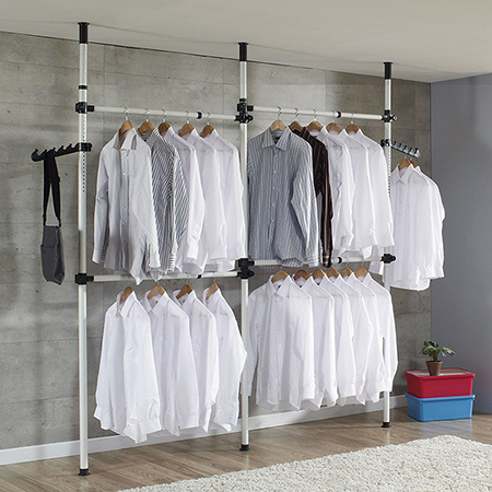 顶天立地3杆多功能挂衣架 (白色)