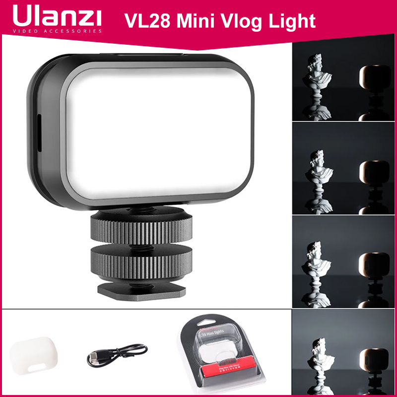 Ulanzi VL28 6500K Ultra Mini Rechargable LED Video Light Adjustable Vlog Light for Youtube Selfie Live Type-C Ch