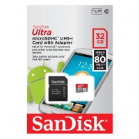 SanDisk Ultra C10 microSDHC UHS-I Card with Adapter 32GB [R:80]