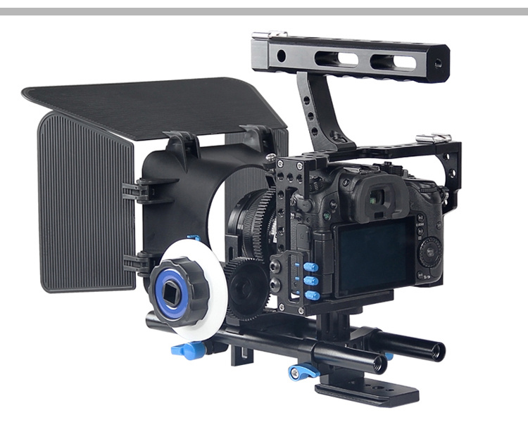 YELANGU DSLR Camera Cage Kit Set for A9 A7SII A7RII GH5 GH4 ( Cage with Matte Box and Follow