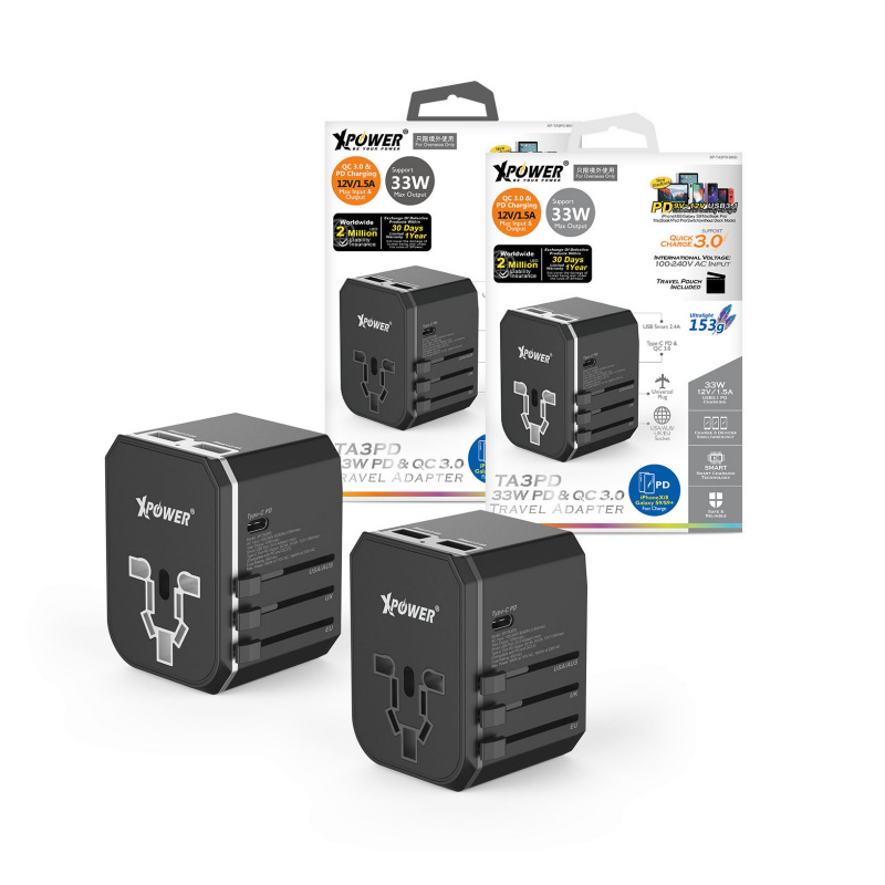 XPower 33W PD & QC3.0 Travel Adapter 旅行充電轉插 TA3PD 價錢、規格及用家意見 香港格價網