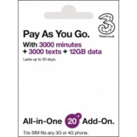 3UK 英國 30日 4G 12GB 3000分鐘、通話、訊息數據卡