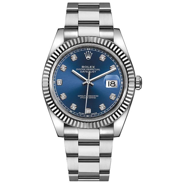 Rolex Datejust 41 鑲鑽亮藍色錶面蠔式錶 