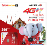 TrueMove 泰國Tourist SIM 4G 8日無限數據卡