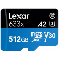 Lexar High-Performance 633x microSDXC UHS-I cards with SD Adaptor U3 (512GB) [R:100 W:70]