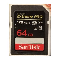 SanDisk Extreme PRO V30 U3 C10 SDXC UHS-I Card 64GB [R:170 W:90]