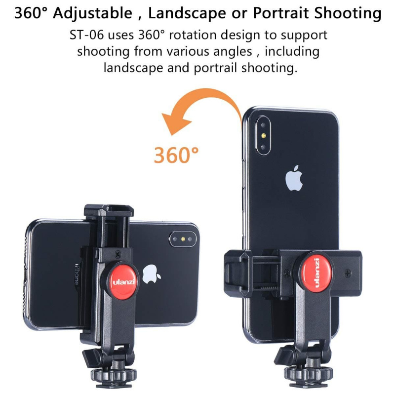 Ulanzi ST06 Camera Hot Shoe Phone Holder Flexible Phone Tripod Mount