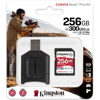 Kingston Canvas React Plus Kit UHS-II SD 記憶卡 256GB [R:300 W:260] with UHS-II SD Reader