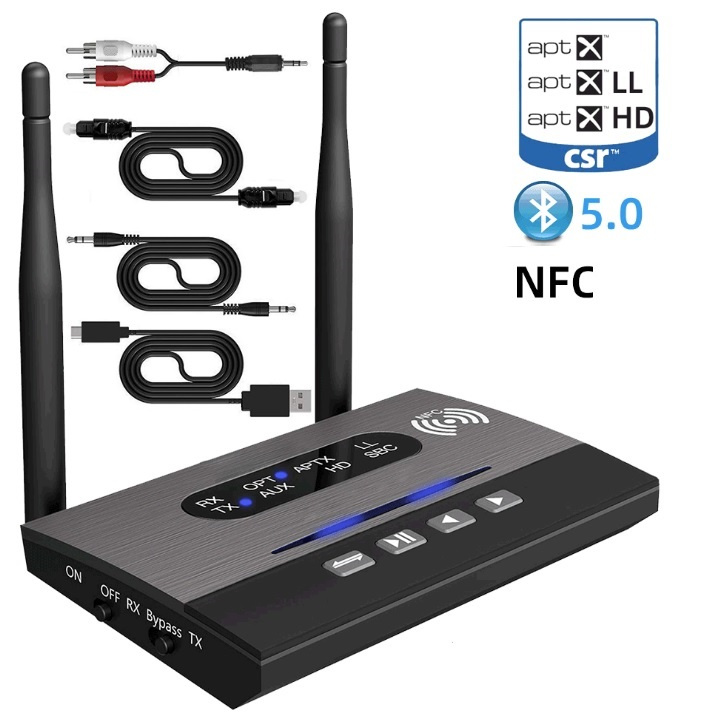CyberTech Bluetooth 5 0 Fiber Optic Transmitter Receiver 