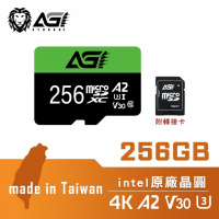 AGI A2 V30 4K MicroSDXC 記憶卡 256GB [Read 102MB;Write 82MB]