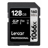 Lexar 128GB Professional 1066x SDXC UHS-I Card SILVER Series
