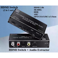 5-in-1 HDMI Switch Audio Extractor 4K@60Hz - Optical & 3.5mm Output, HDR, Dolby Vision, ARC Compatible