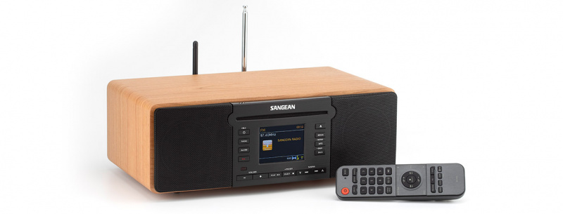 Sangean Tabletop Wooden Cabinet Musical System 多功能收音機 DDR-66BT Walnut ...