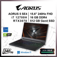 Gigabyte AORUS 5 SE4 15.6吋 (2022) (240Hz,i7-12700H,16+512GB SSD,RTX3070)