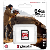 Kingston Canvas React Plus UHS-II SD 記憶卡 64GB [R:300 W:260] SDR2/64GB (淨卡)