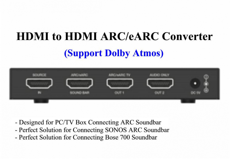 Aspirations HDMI to HDMI ARC/eARC Converter HDMI 轉 HDMI ARC/eARC H2A100