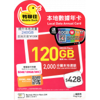 鴨聊佳 China Mobile 中國移動 4G/3G $428 120GB 升級 240GB 香港 數據卡